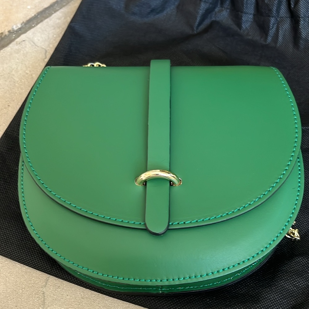 NWT Marant Italian leather saddle bag green